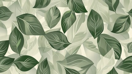 Green Leaves Pattern on White Background