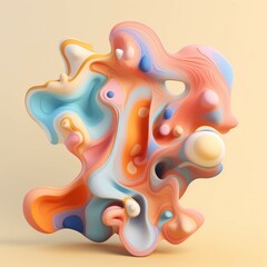 AI-generated abstract art with organic shapes and pastel colors