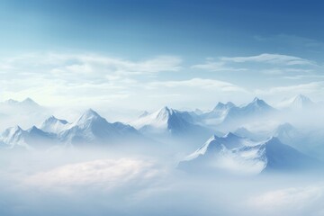 Fototapeta na wymiar Abstract mountain range with snow-capped peaks and misty valleys