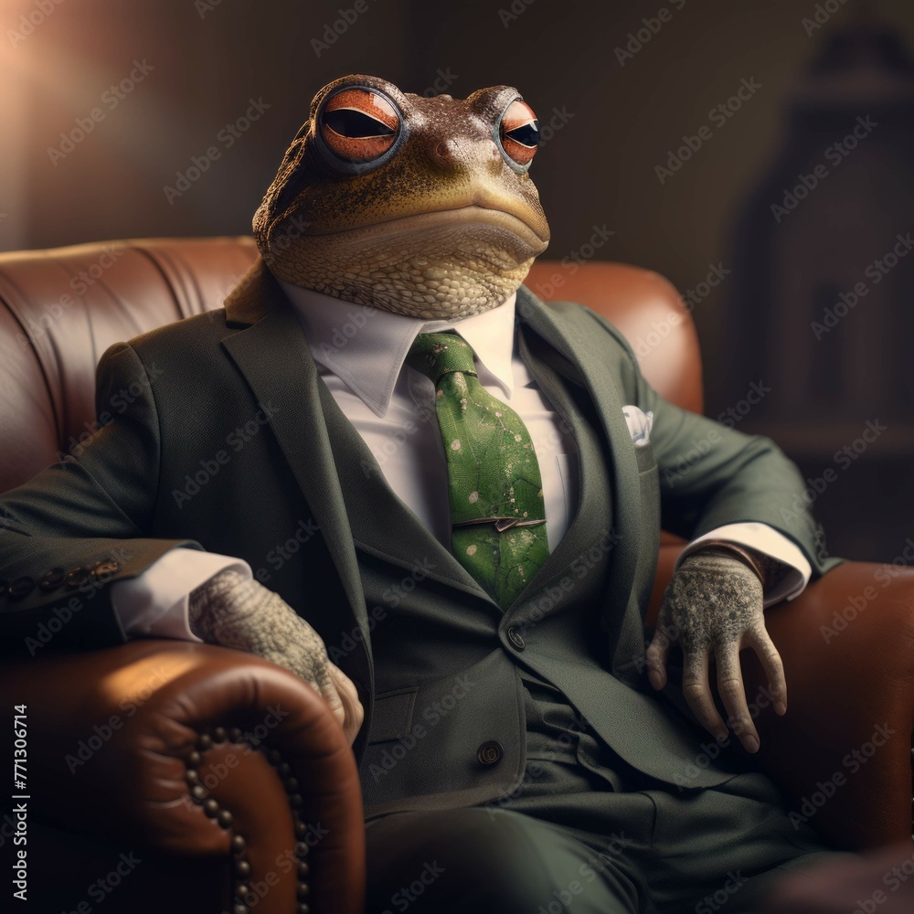 Wall mural Frog in a suit