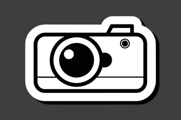 a single sticker, white background, Camera Icon vector style