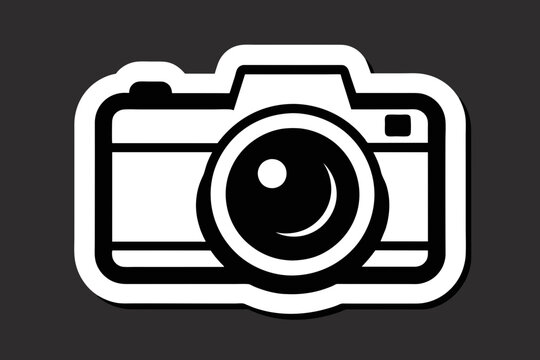 a single sticker, white background, Camera Icon vector style