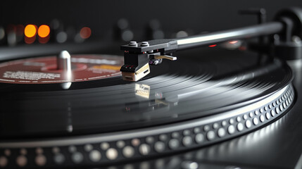 vinyl record music player close up