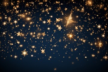 Fototapeta na wymiar Golden stars falling from the night sky