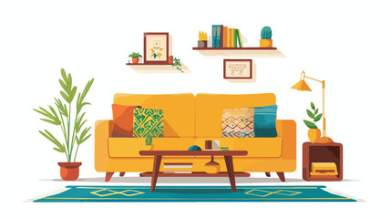 Interior of the living room. Flat vector 
