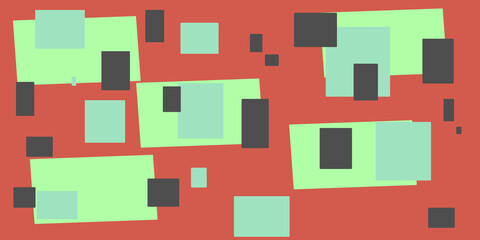 Colorful Square Pattern with Houses Illustration