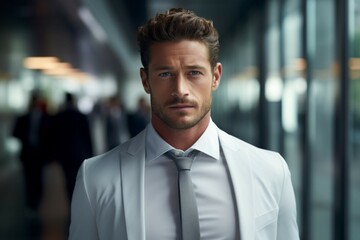Fototapeta premium male businessman with white shirt standing in office