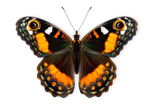 Beautiful Malabar Banded Peacock butterfly isolated on a white background with clipping path