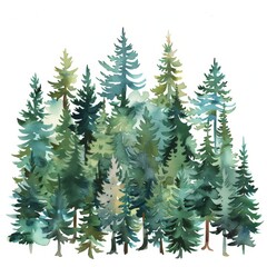 Group of Trees Watercolor Painting