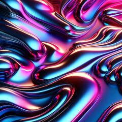 Vivid Dreamscape: Abstract Metallic Flow