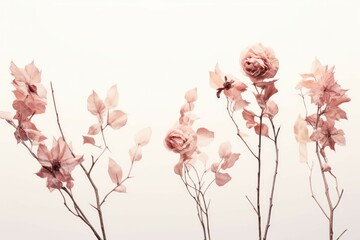 four different flowers on a white background