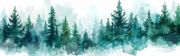 Dense Forest Landscape Painting - obrazy, fototapety, plakaty