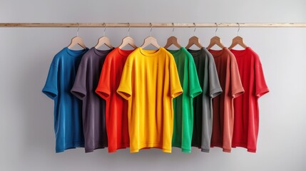 Obraz premium Row of T-Shirts on Clothes Rack