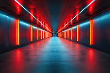 glowing neon corridor