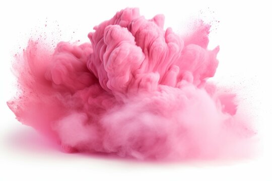 a pink cloud of dust on a white background