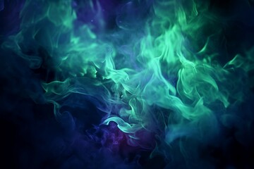 Obraz premium a blue and green graphic image of an abstract flame