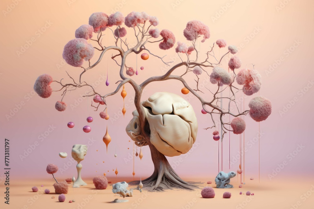 Wall mural brain tree 3d