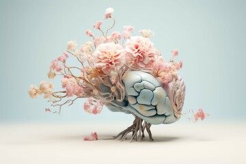neurotaf a 3d visualization of the brain with flowers and roots