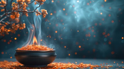 burning candles chinese aromatherapy - obrazy, fototapety, plakaty