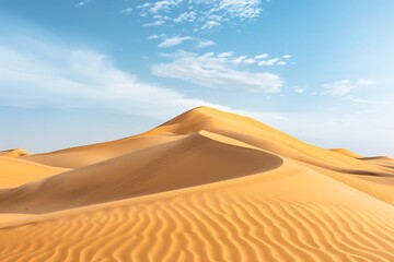 Fototapeta na wymiar : A sandy desert with majestic sand dunes, displaying the smooth dance of wind and shadow, in a time-lapse capturing the ebb and flow of daylight