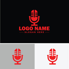 microphone Podcast record concept  music sound logo icon vector for business brand app icon microphone logo template