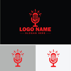 microphone Podcast record concept  music sound logo icon vector for business brand app icon microphone logo template