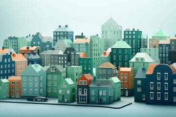 a set of colorful city buildings