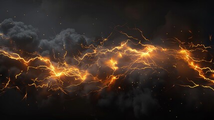 Intense Lightning Storm in Dark Sky - obrazy, fototapety, plakaty