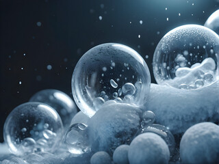 Nature's Captive Art: Air Bubbles Frozen in Crystal-Clear Ice. generative AI