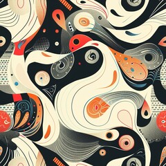 Abstract Paisley seamless pattern, deconstructed paisley elements for an avant-garde style. Seamless Pattern, Fabric Pattern, Tumbler wrap, Mug Wrap.