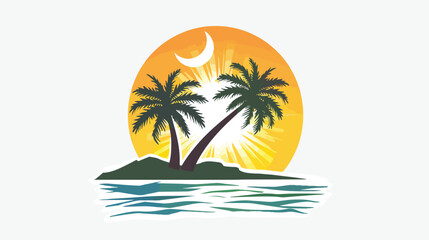 Fototapeta na wymiar Palm tree summer logo template vector illustration Flat
