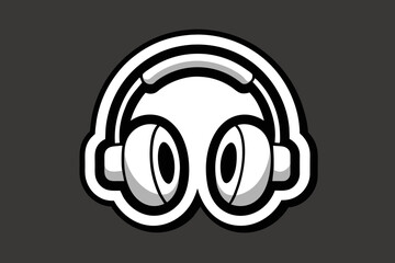 a single sticker, Headphones Vector vector style