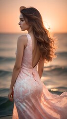 Fototapeta na wymiar portrait of a woman in a trending summer dress