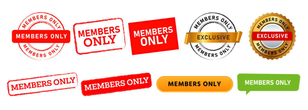 members only stamp seal badge and speech bubble label sign access membership permission