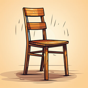 wooden chair on yellow background