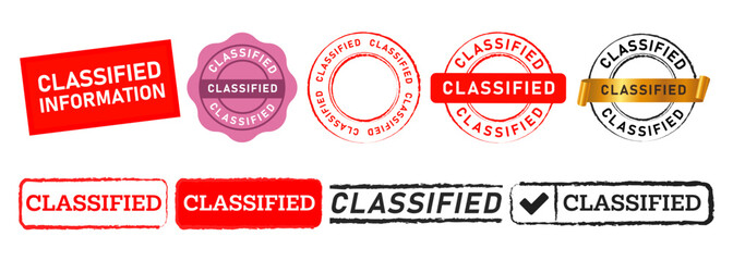 classified stamp and seal badge label sticker sign for secret privacy confidential information