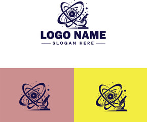 Microscope laboratory medical research scientific healthcare logo icon vector for business brand app icon microscope logo template