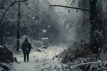 Walking in a snowstorm