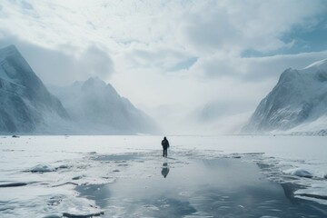 Walking on a frozen river