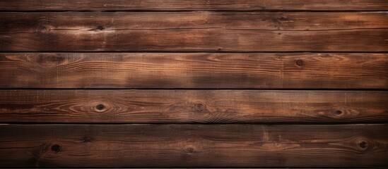 Close-up view of a wooden wall featuring a dark brown stain, creating a textured background for design projects - obrazy, fototapety, plakaty