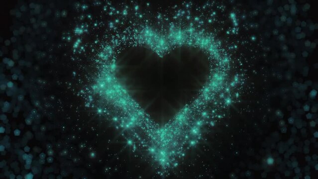 Blue particles Heart animation background 