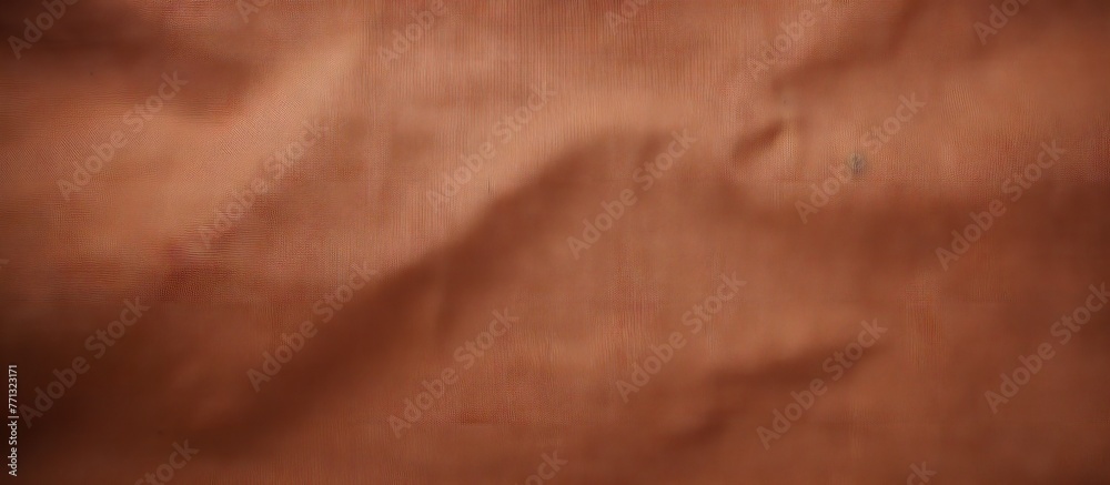 Poster detailed view of a textile fabric in brown shade with a tiny green stain, showing its unique texture