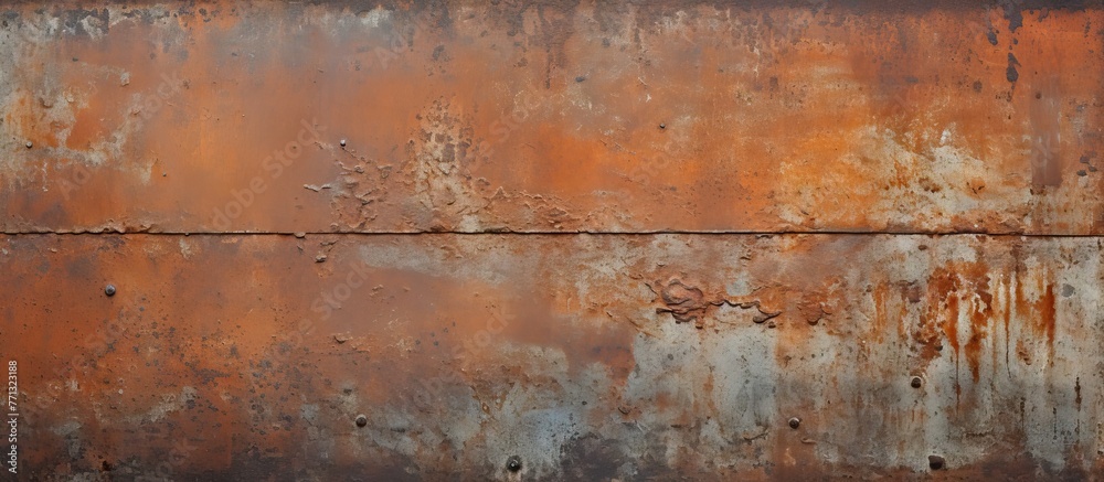 Poster a weathered and deteriorated rusty metal surface showing the texture of old and worn iron material