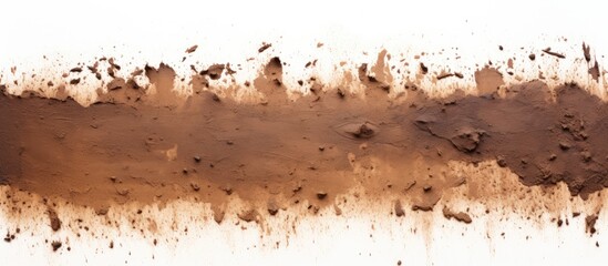 Detailed close-up view of a dirty wall surface with various textured grime and dirt against a plain white background - obrazy, fototapety, plakaty