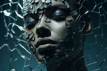 Abstract shattered mirror of emotions - obrazy, fototapety, plakaty