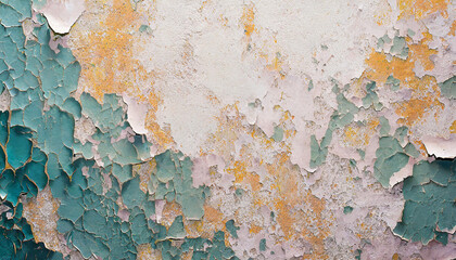 Peeling stucco on a vintage wall. Craquelure texture on abstract concrete backdrop.