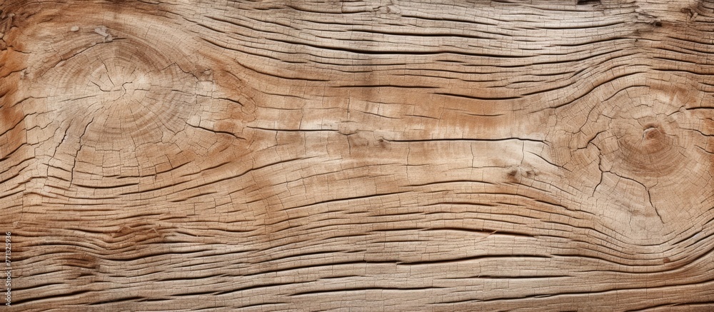 Aufkleber Detailed view of a piece of wood showcasing a visible knot in the center, adding character to the texture