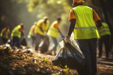 Person participating in a community clean-up event