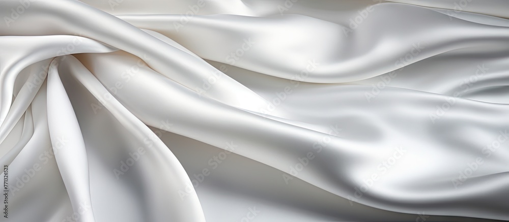 Poster luxurious white satin fabric with a soft focus texture set against a dark background, perfect for ab
