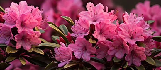 Foto op Aluminium Numerous pink flowers are in full bloom in the garden, creating a vibrant and colorful display of nature's beauty © vxnaghiyev
